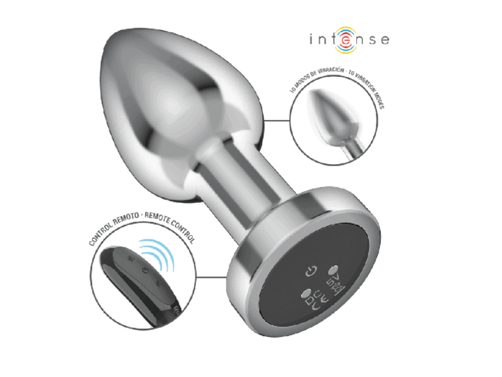 INTENSE – PLUG ANAL 10 VIBRACIONES METAL CON CONTROL REMOTO S
