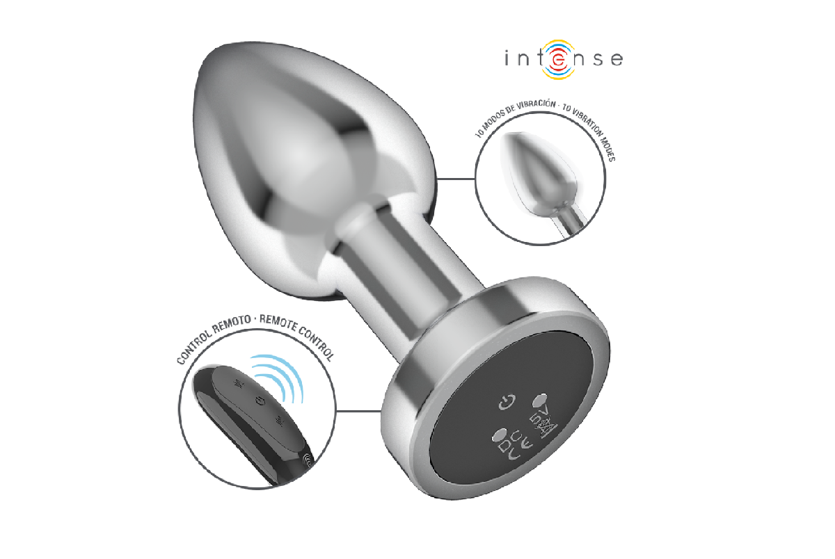 INTENSE – PLUG ANAL 10 VIBRACIONES METAL CON CONTROL REMOTO S
